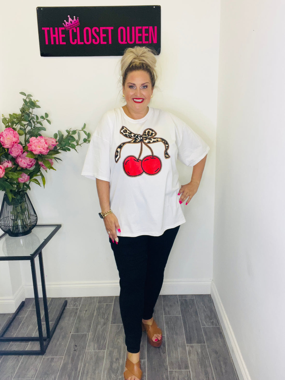 Leopard Bow Cherry T-Shirt