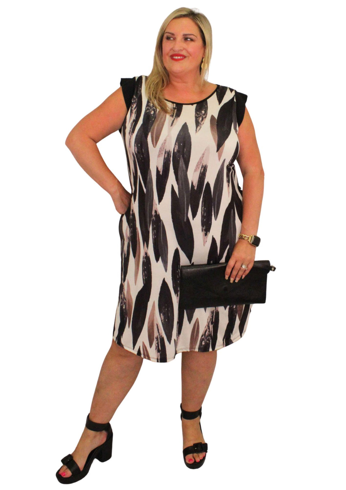 Link Back Peep Dress Leaf