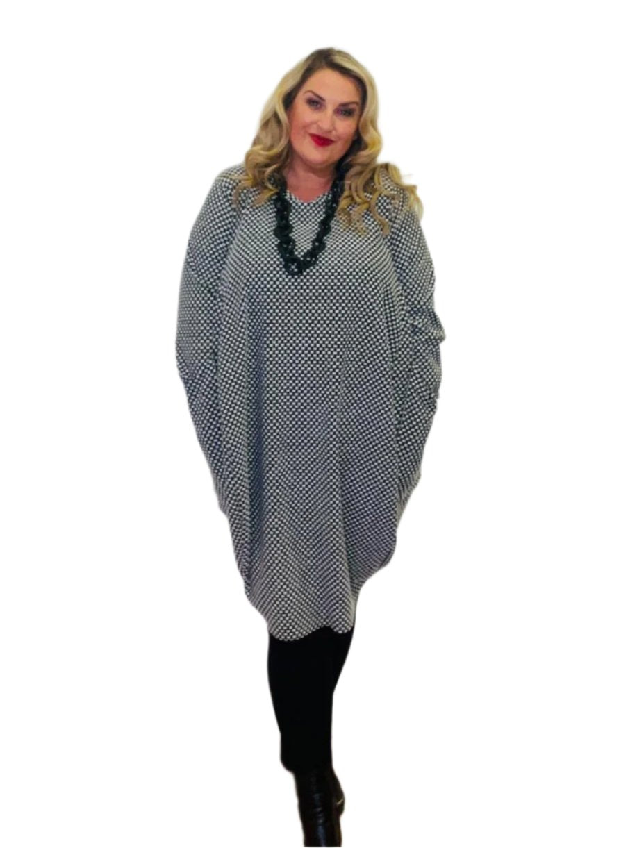 original dress deco print plus size black and white