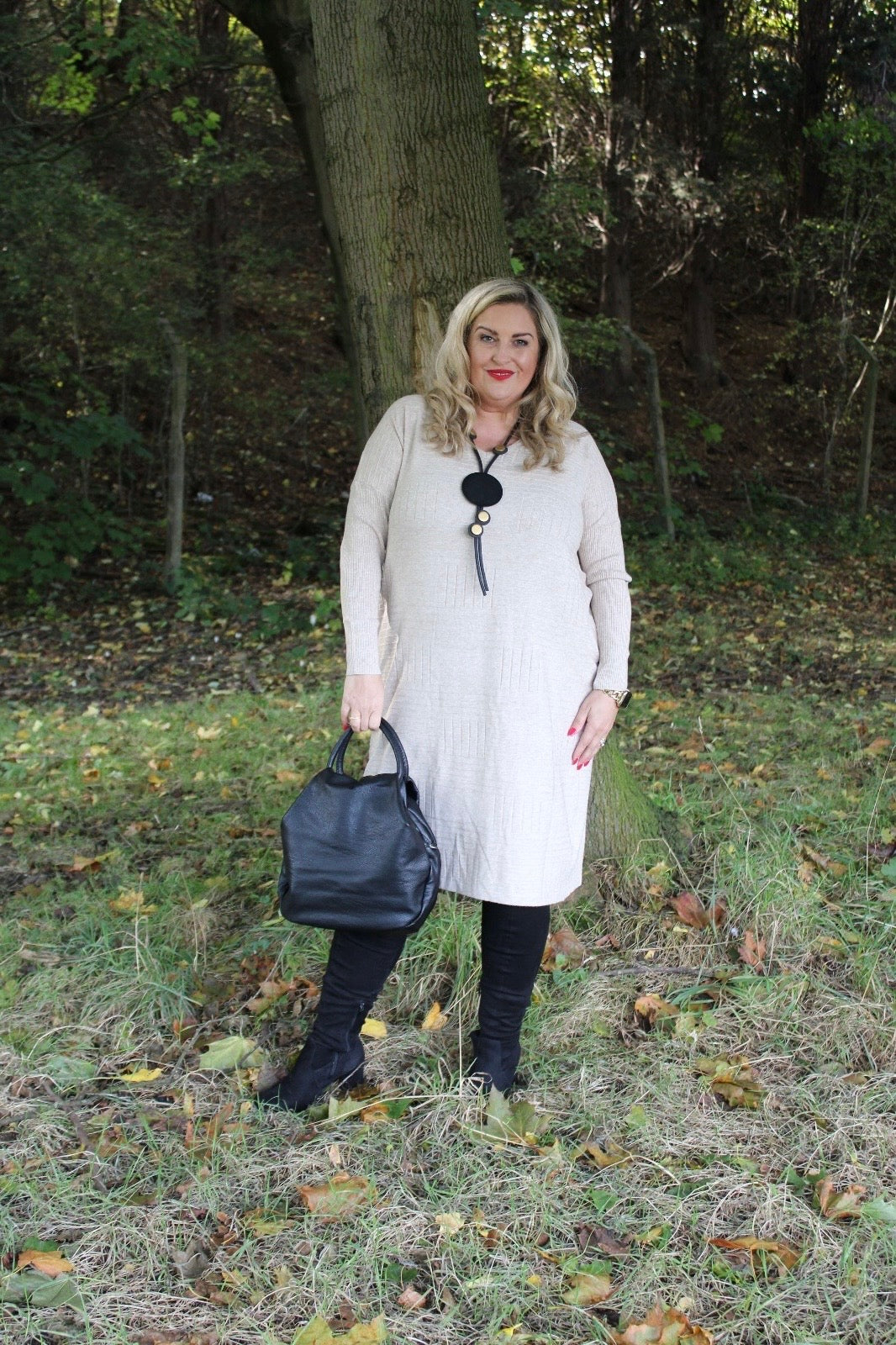 partition dress stone plus size long sleeve fine knit