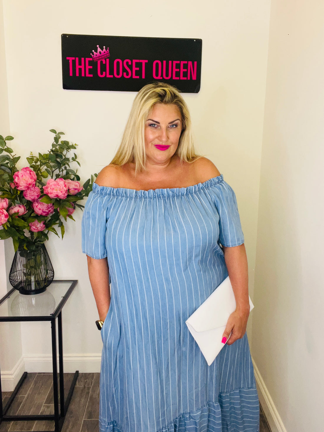 Pin Stripe Denim Effect Dress