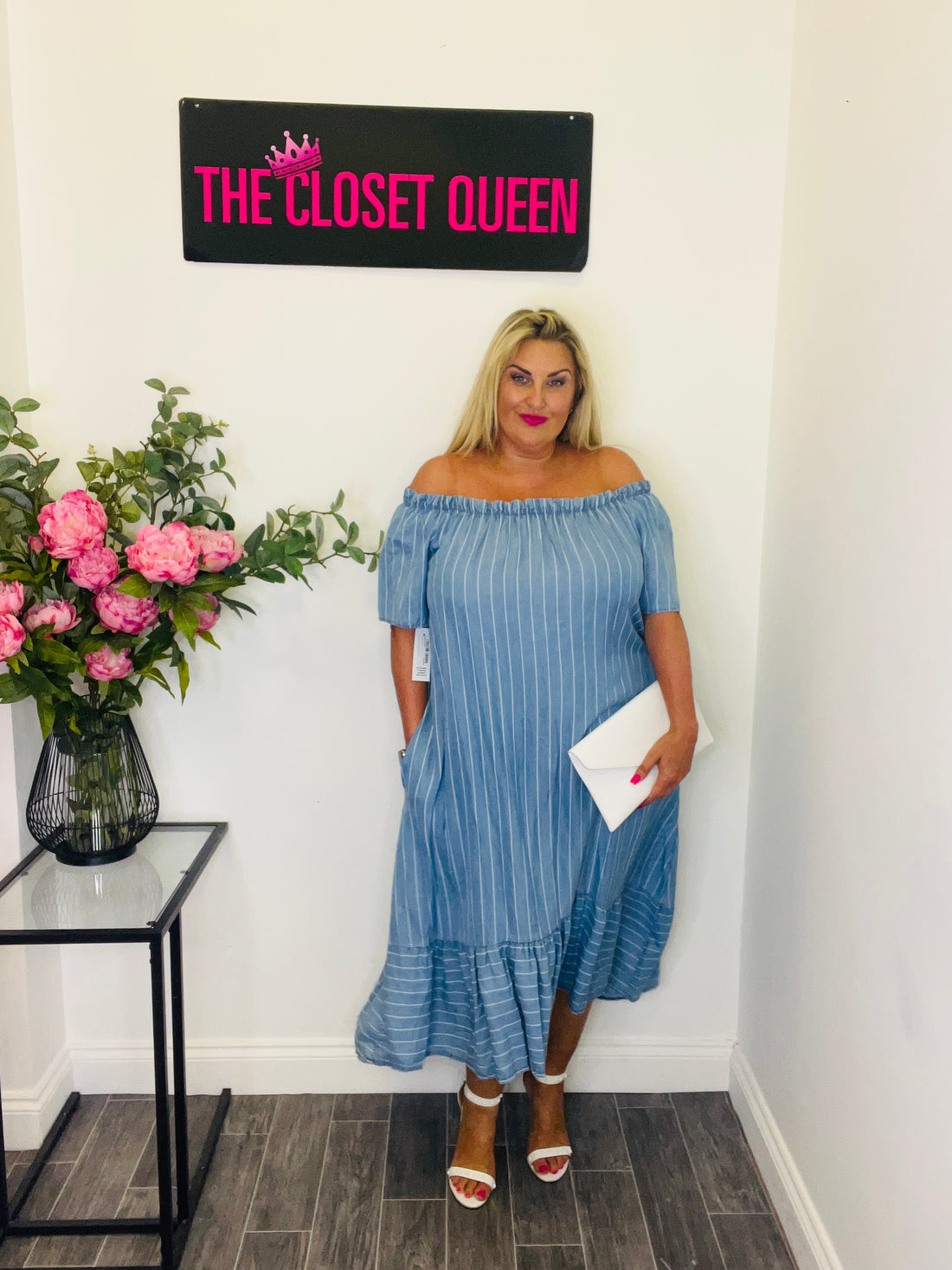 Pin Stripe Denim Effect Dress