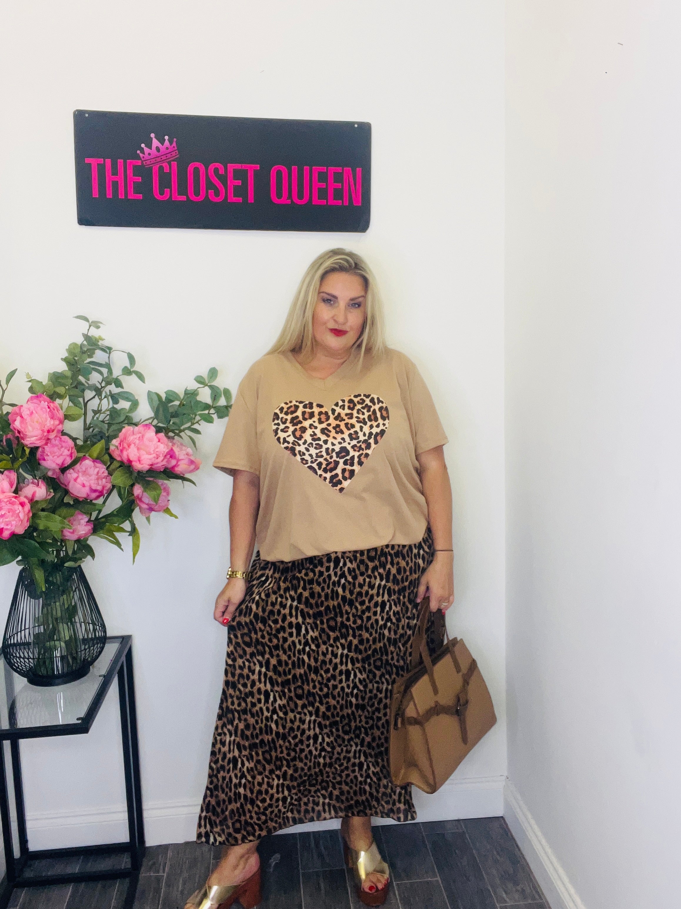 Pleat Skirt Leopard Print