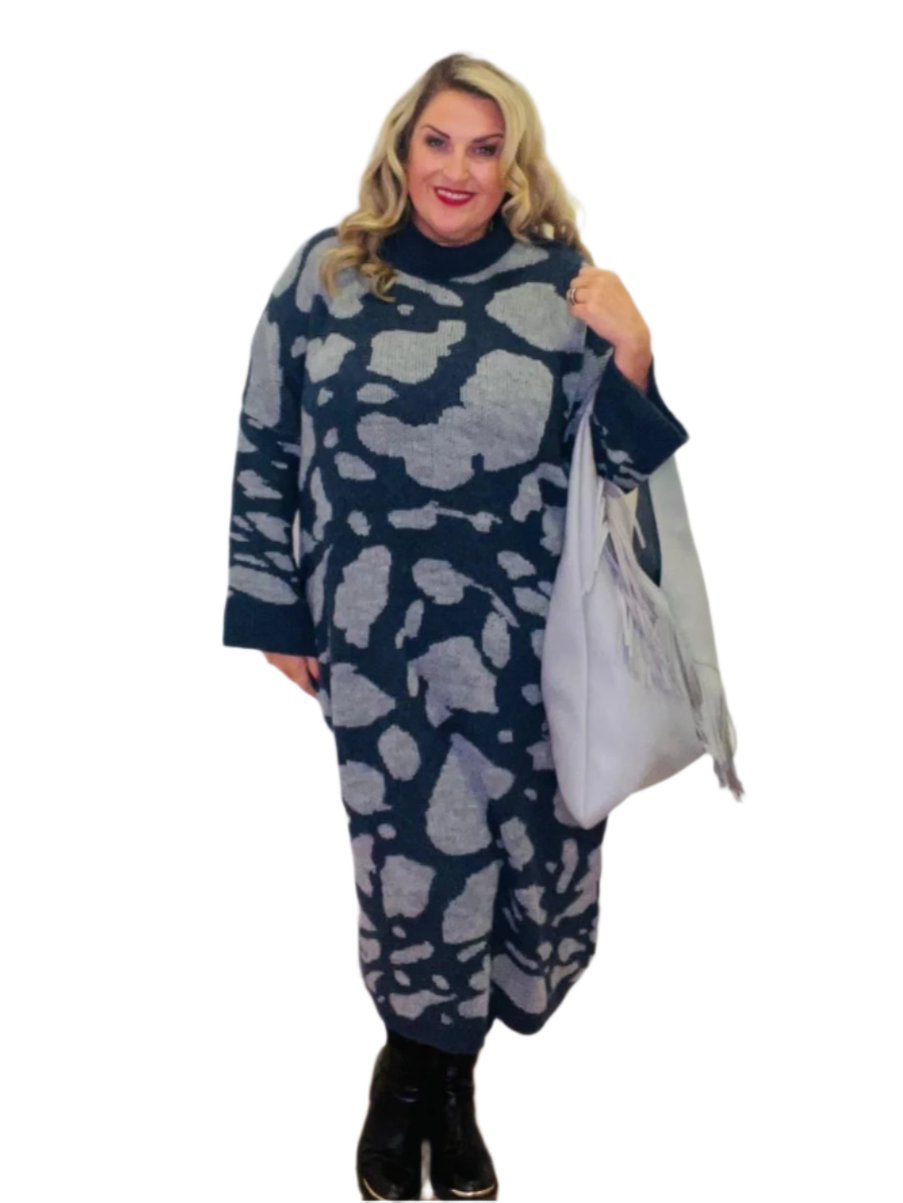 puddle jumper dress plus size knitted blue
