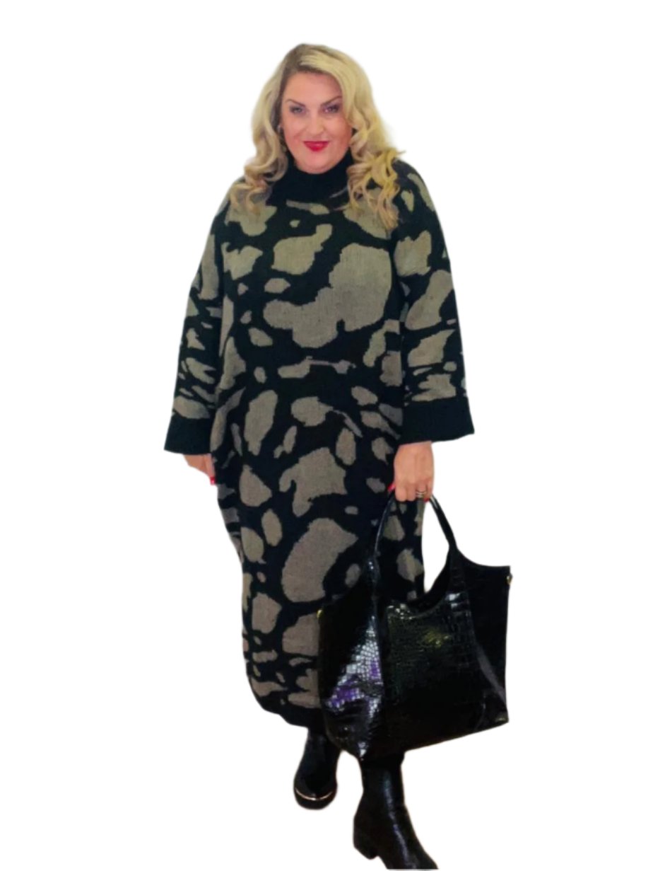 puddle jumper dress plus size knitted khaki green