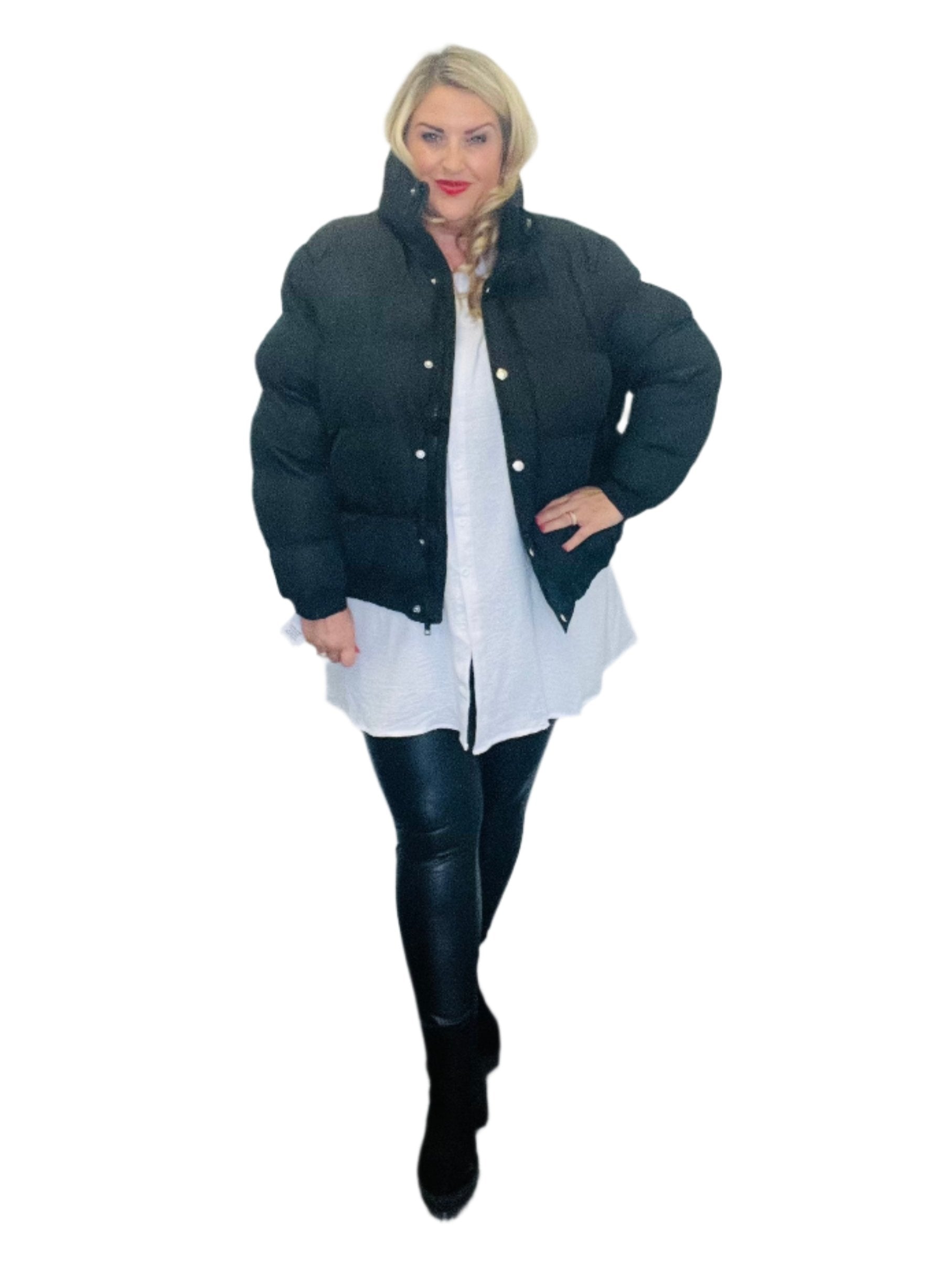 Waist length puffer coat hot sale