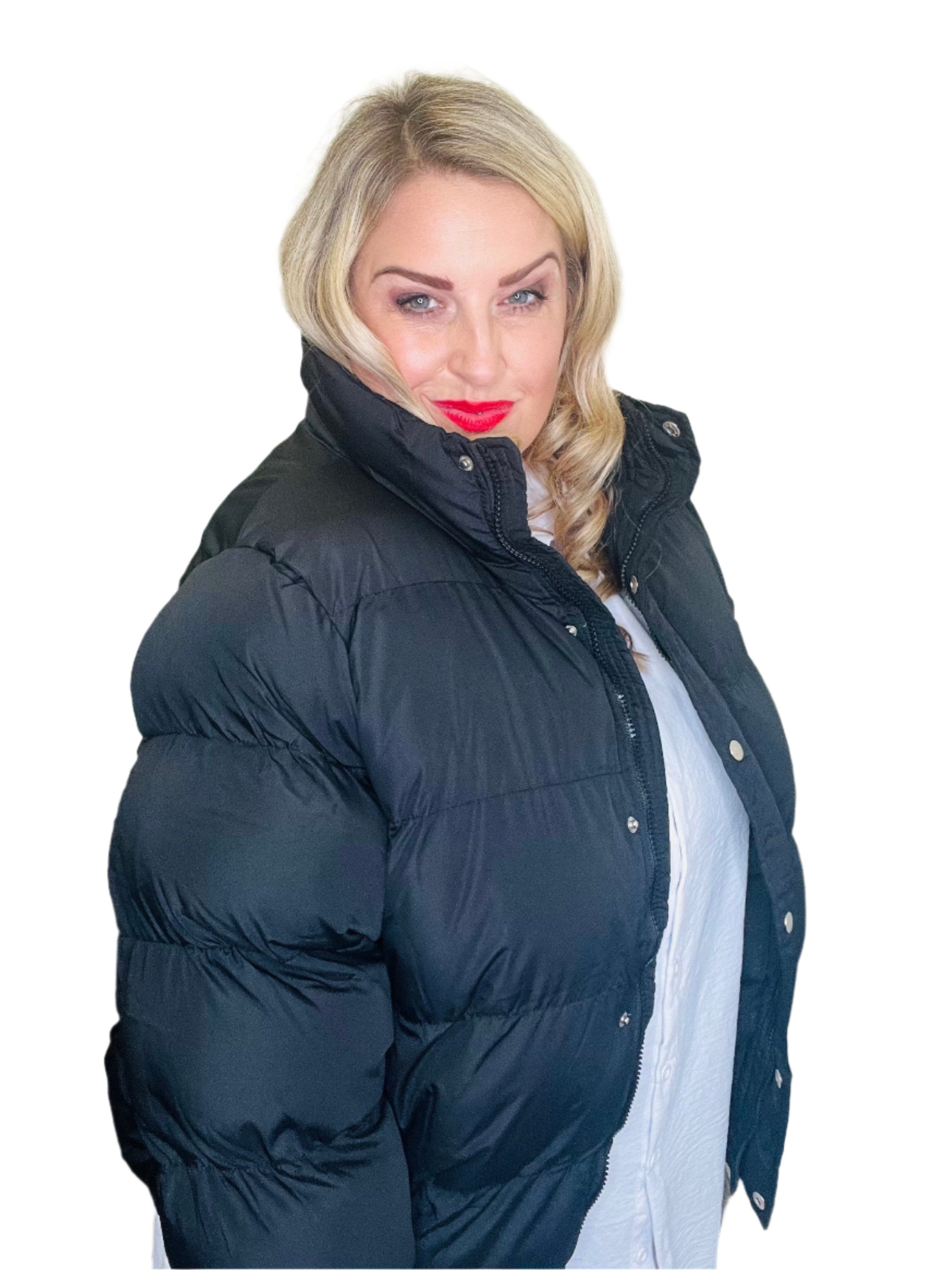 Plus size black puffer coat online