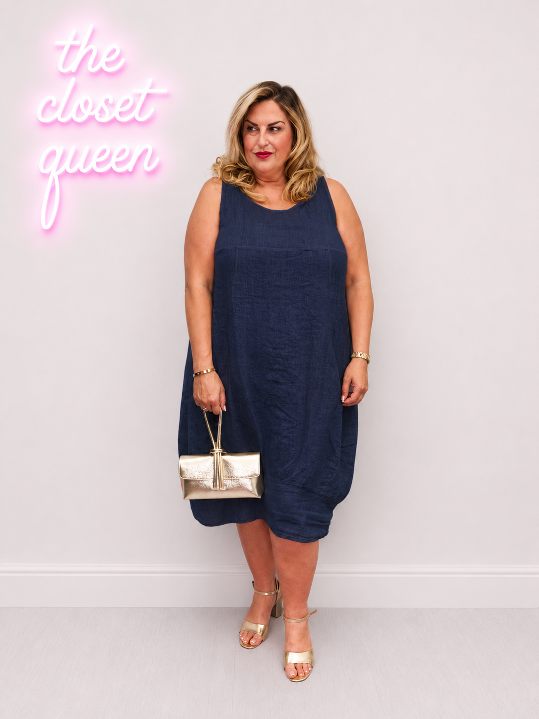 Rib Band Bottom Linen Dress