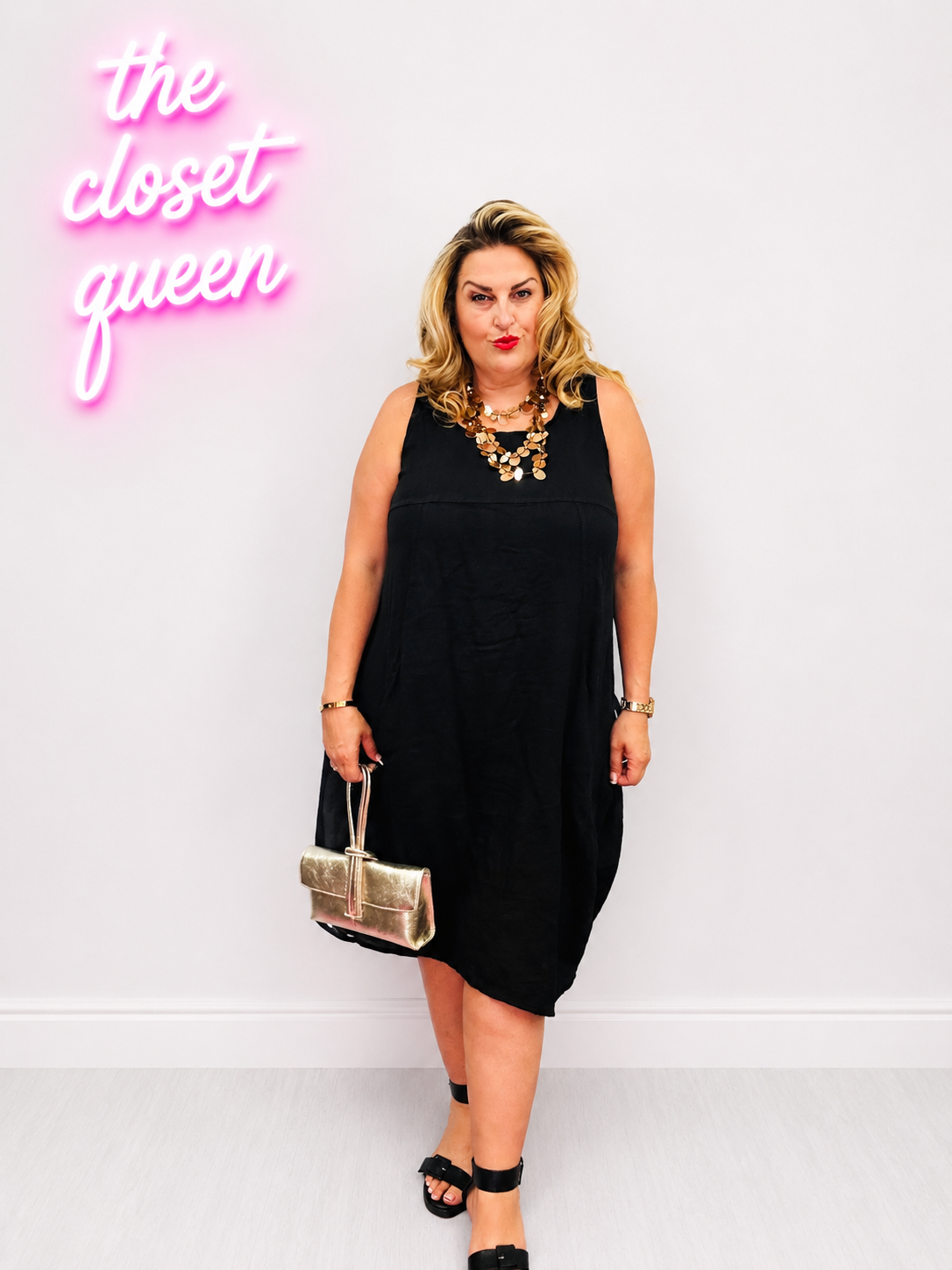 Rib Band Bottom Linen Dress