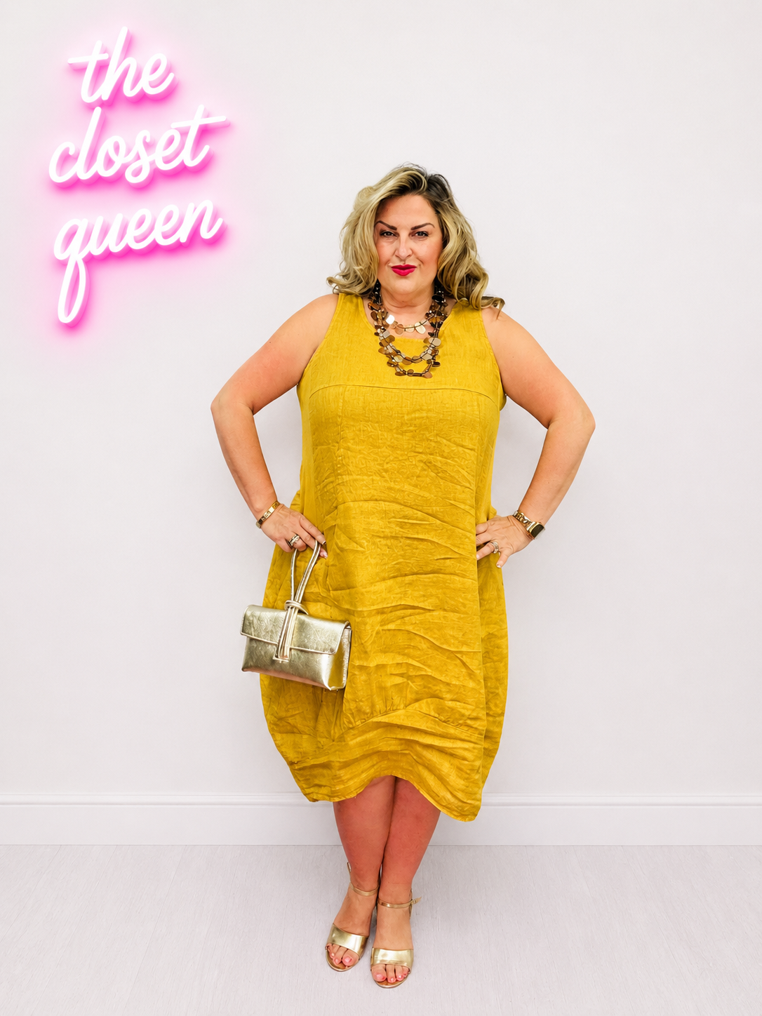 Rib Band Bottom Linen Dress