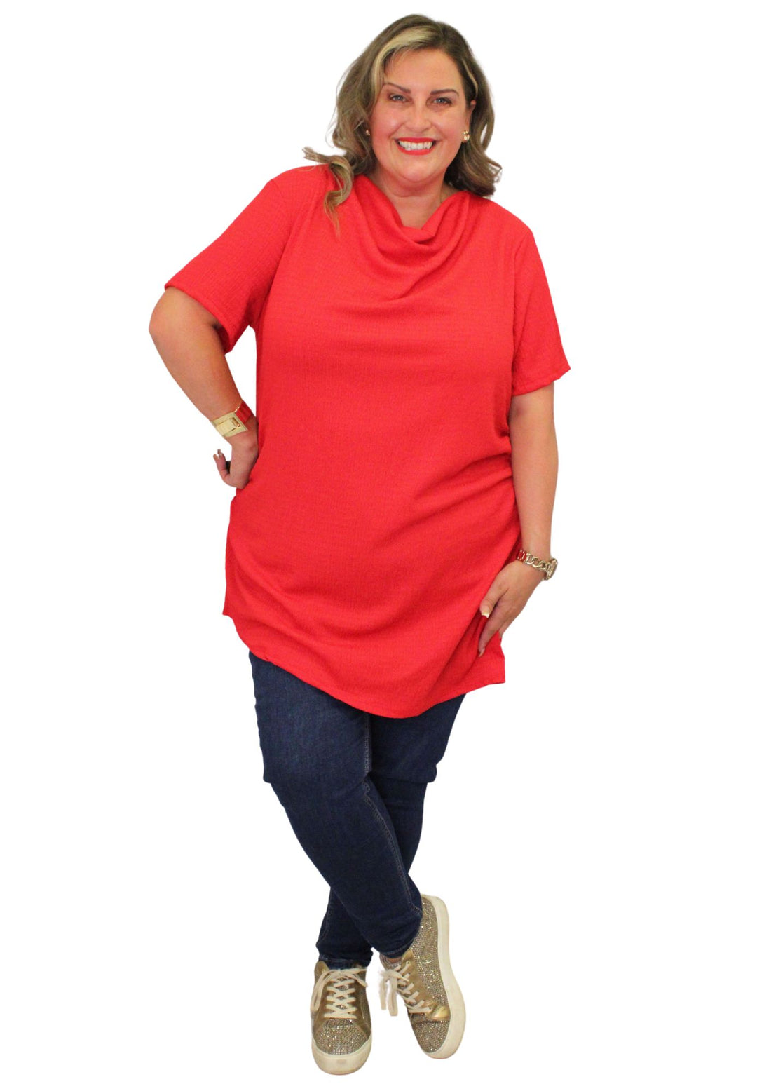 Slash Neck Crimple Top