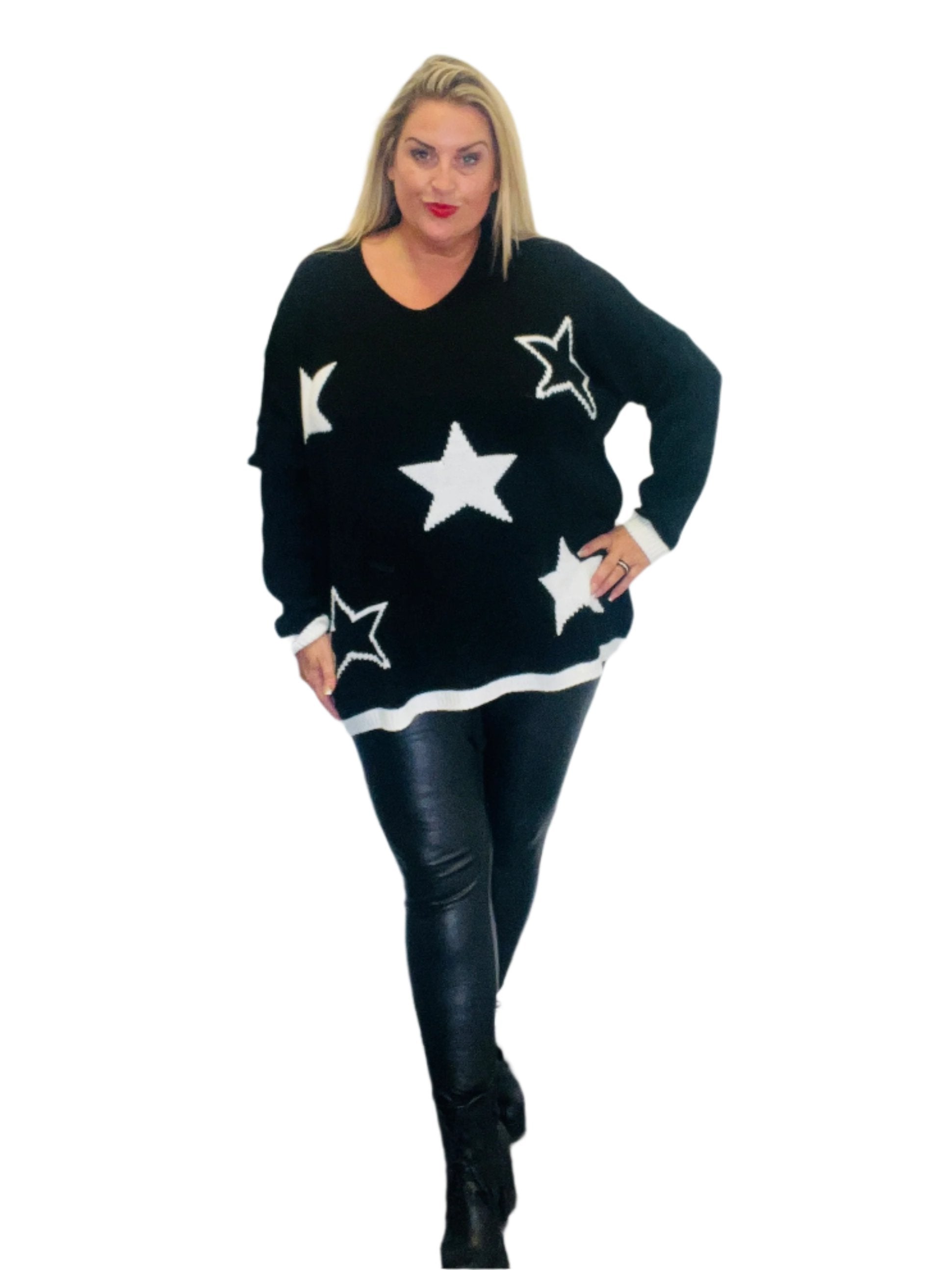 Plus size star sweater top