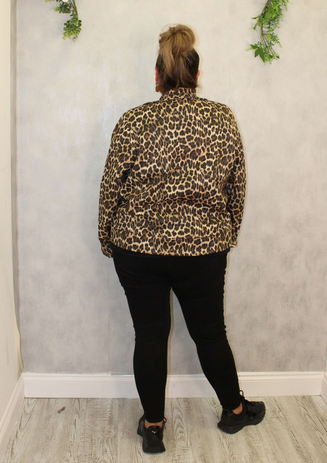 Suedette Biker Jacket Leopard Print