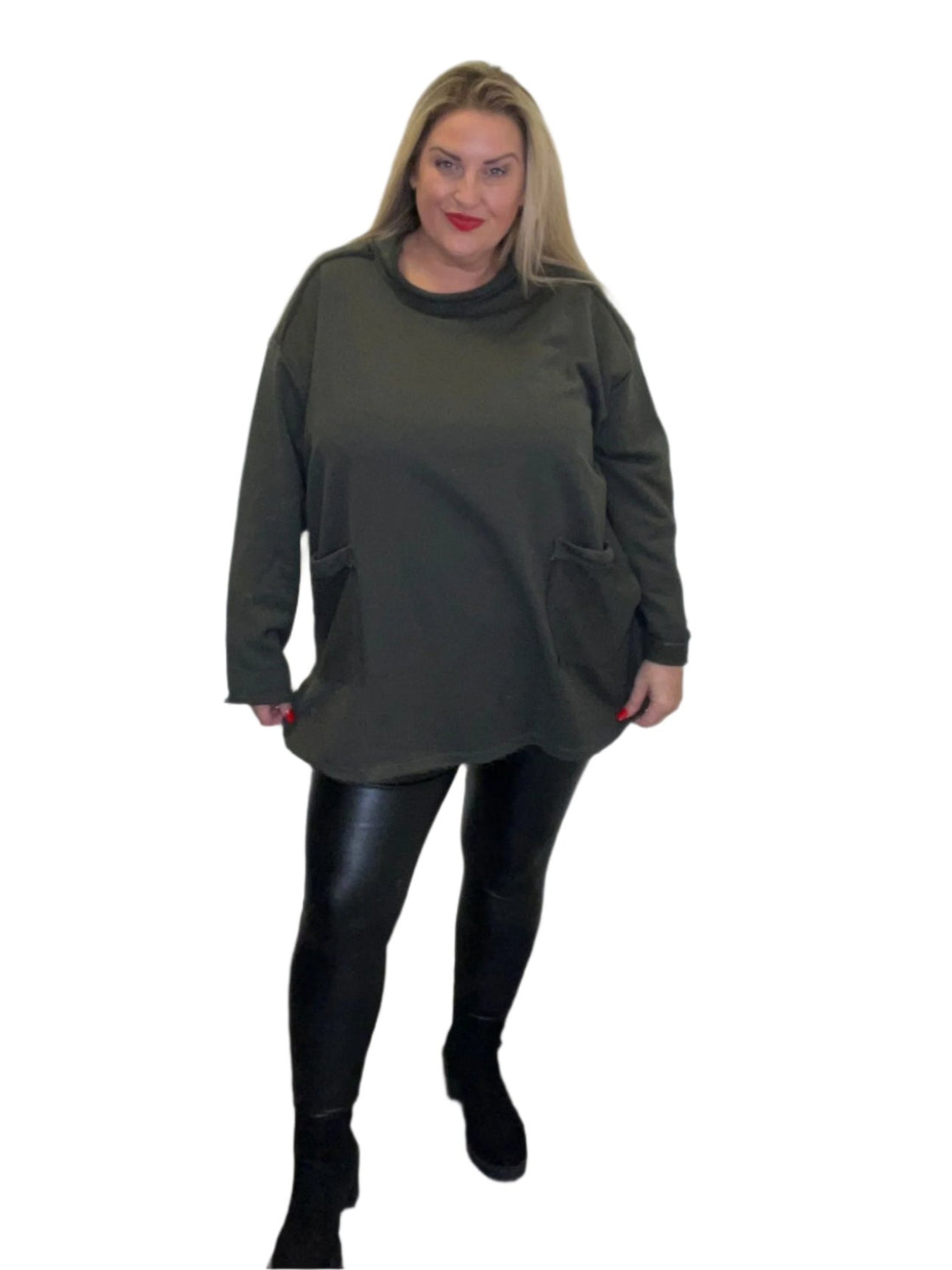 tatie top khaki green plus size