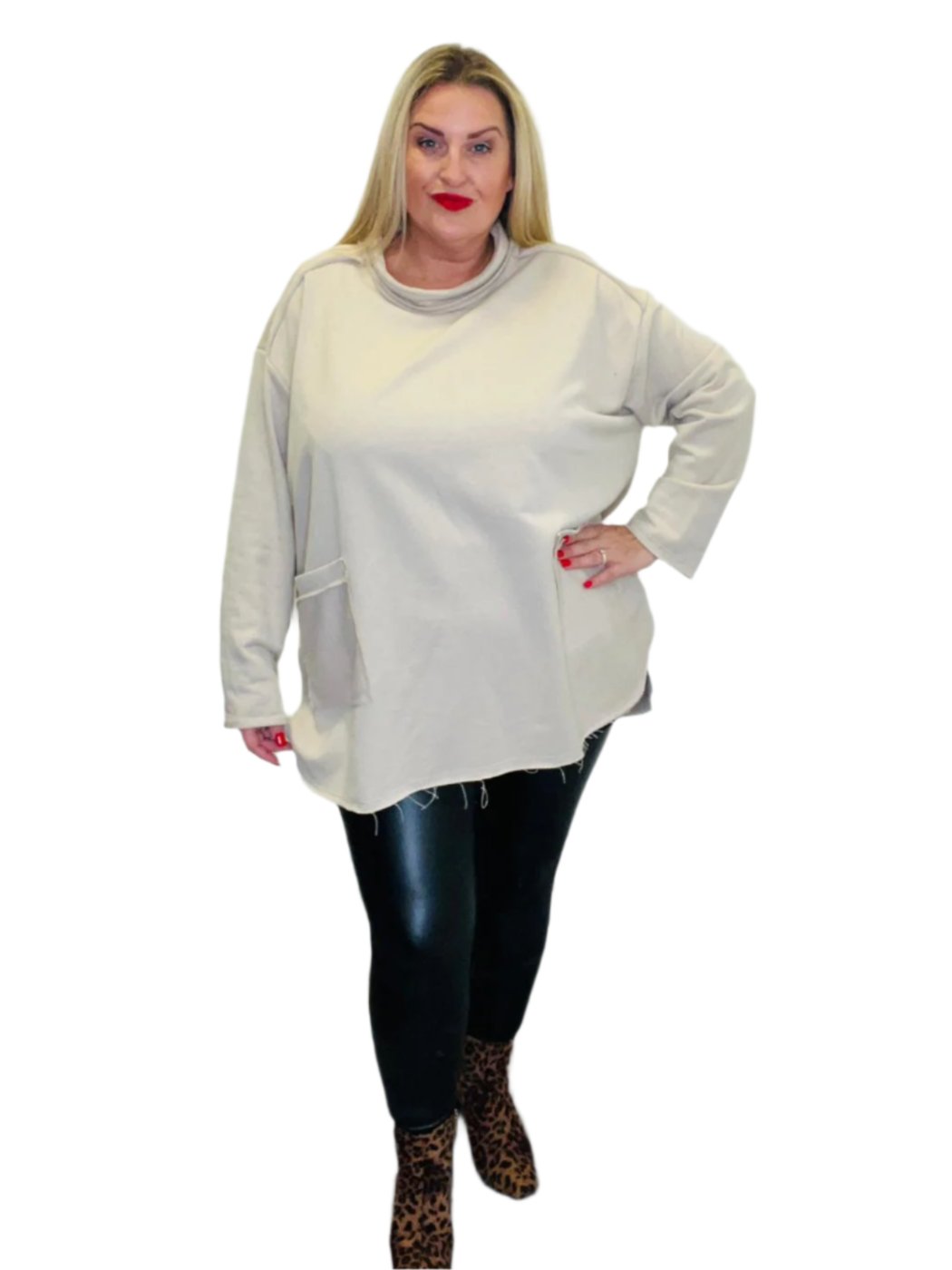 tatie top stone plus size sweatshirt pockets