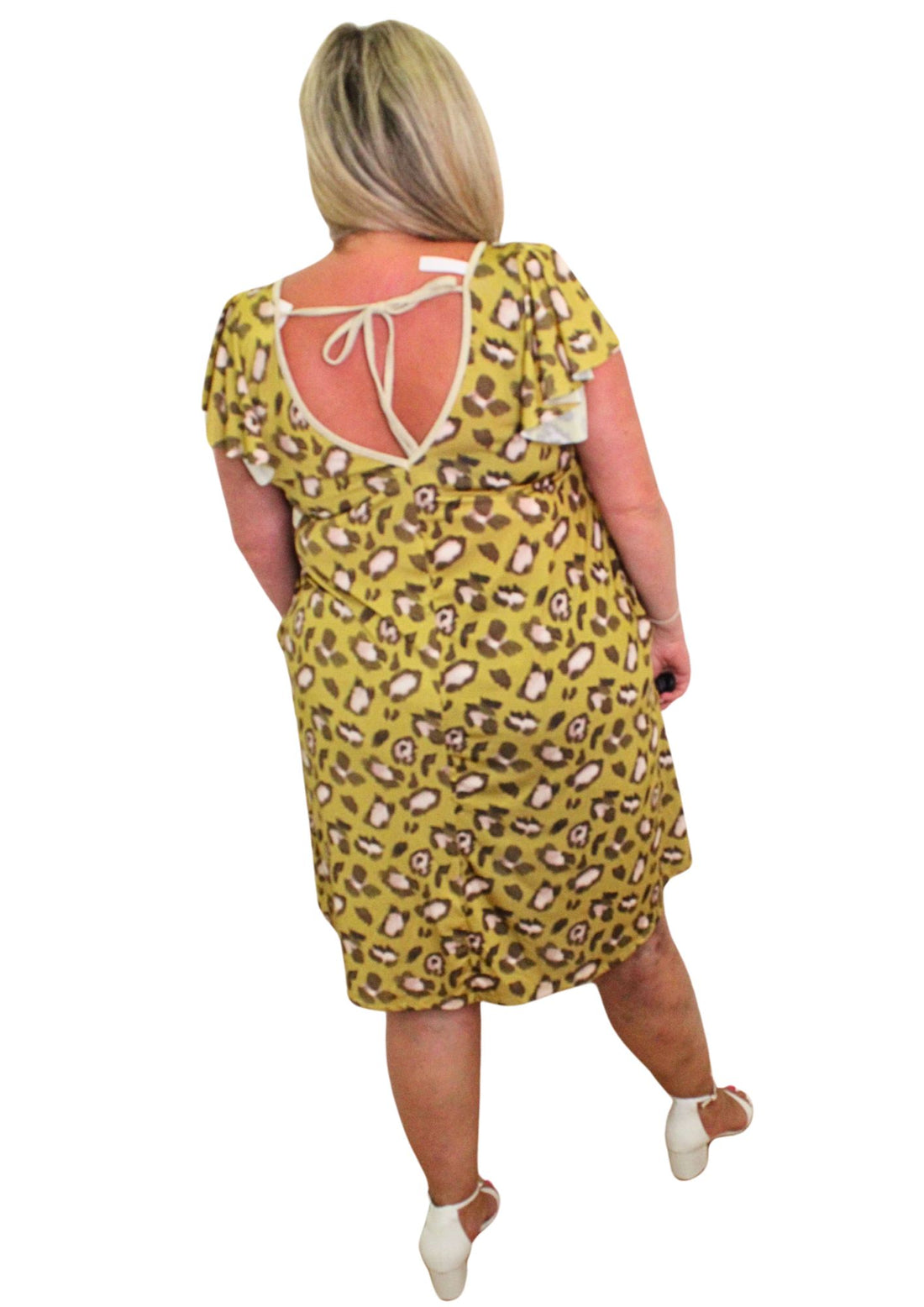 Tie Back Frill Sleeve Dress Animal