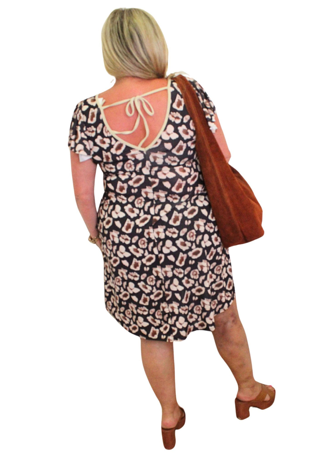 Tie Back Frill Sleeve Dress Animal