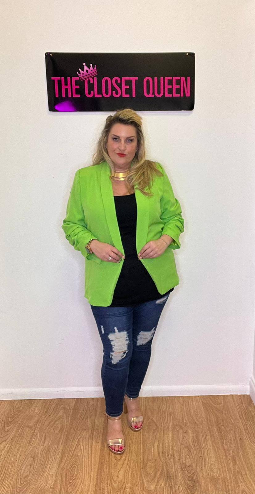 Lime green outlet blazer outfit