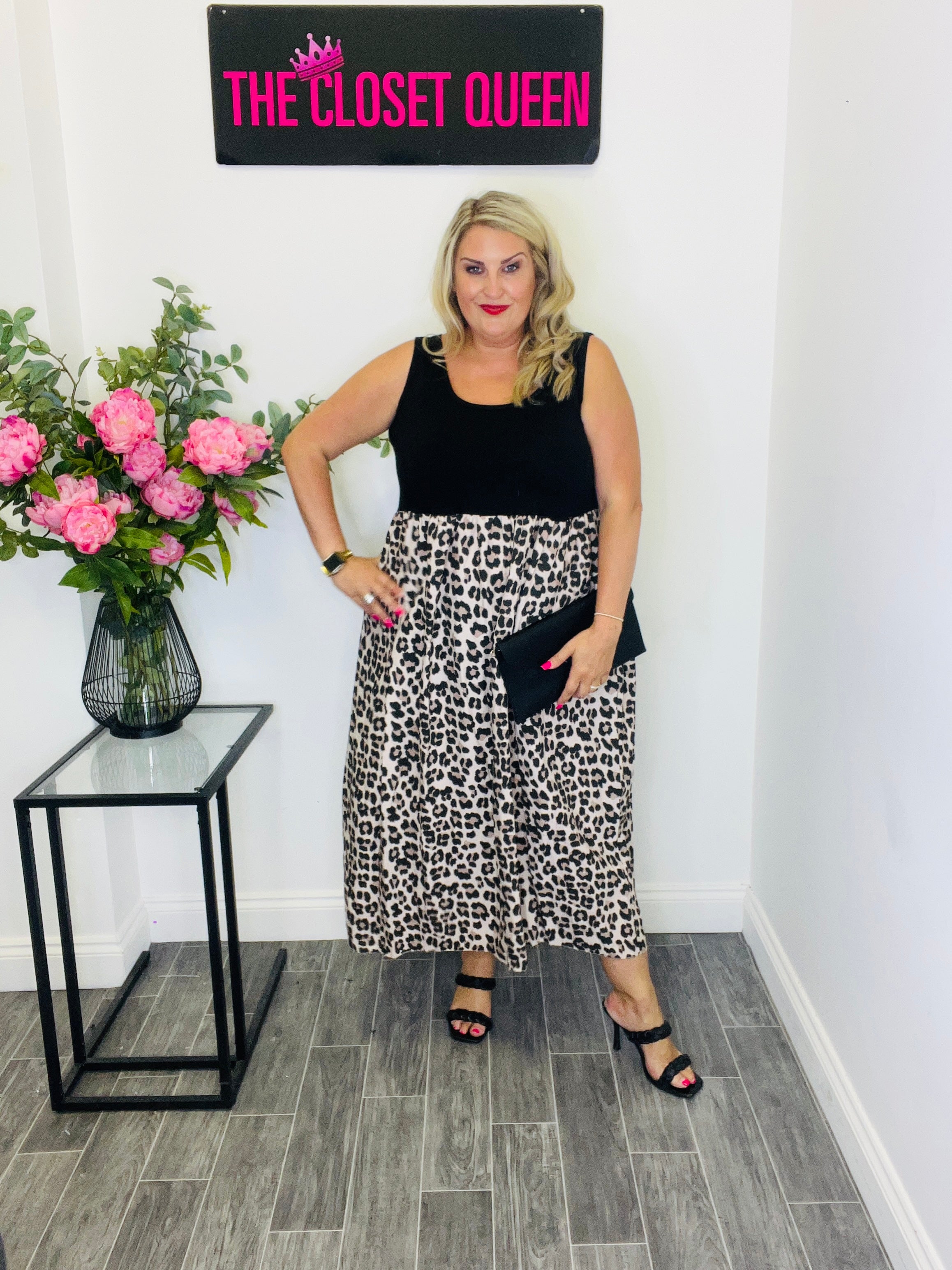 Two Tone Vest Dress Light Leopard