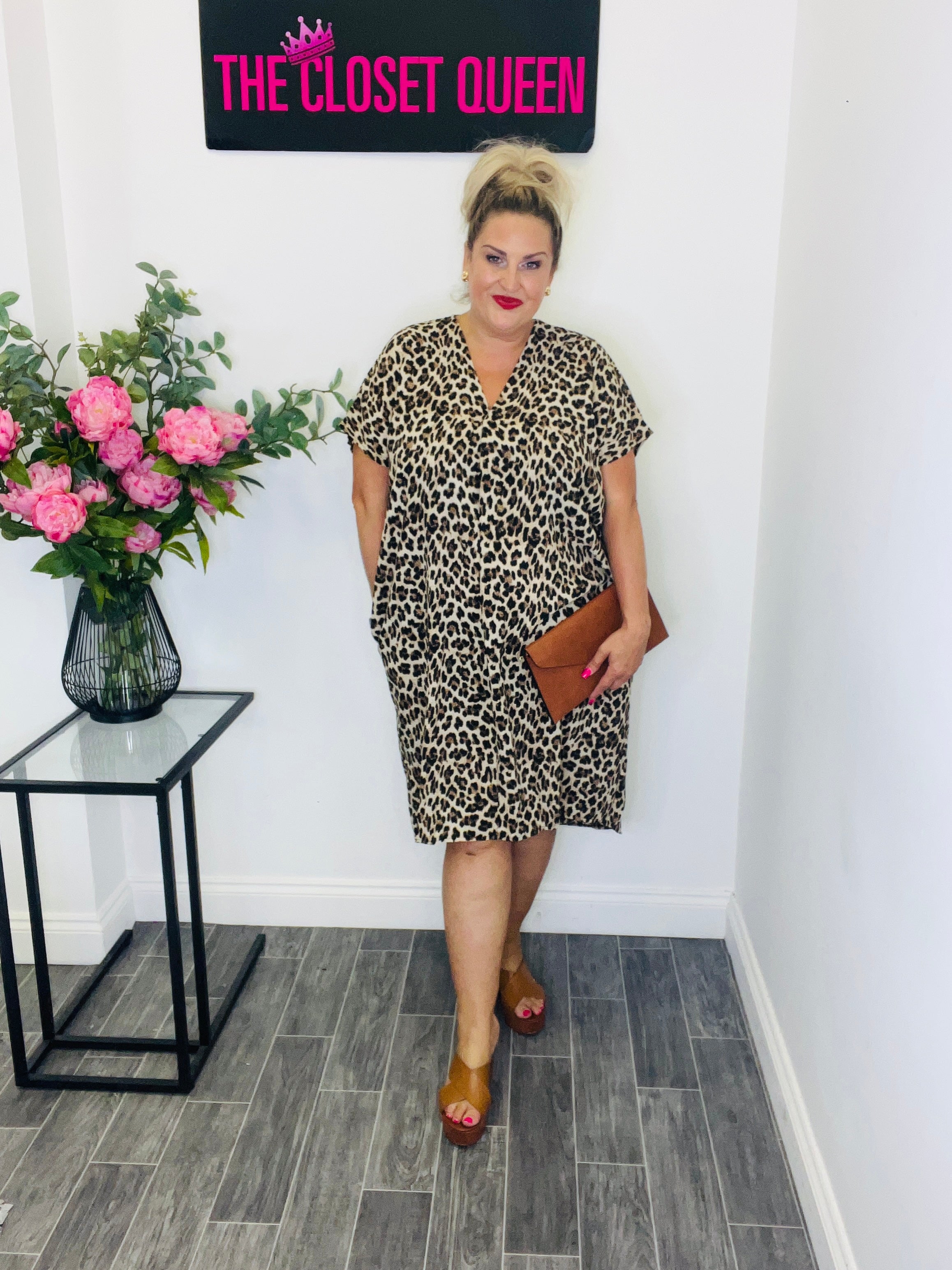 Plus size cheetah print dress clearance