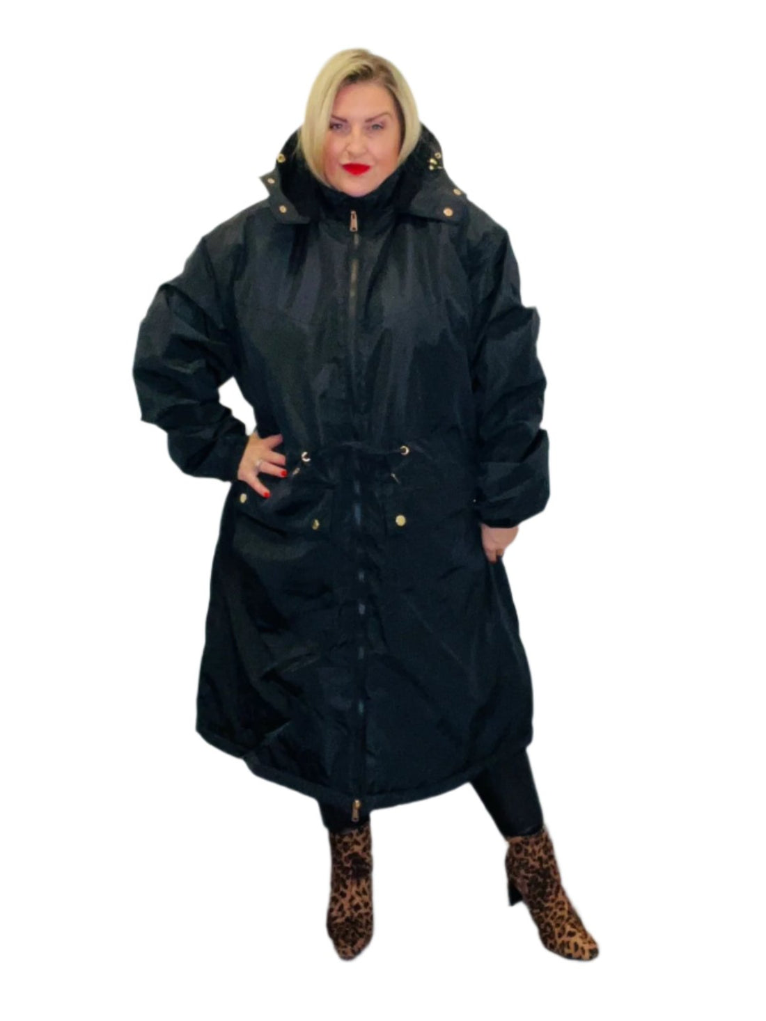 waflee coat black plus size