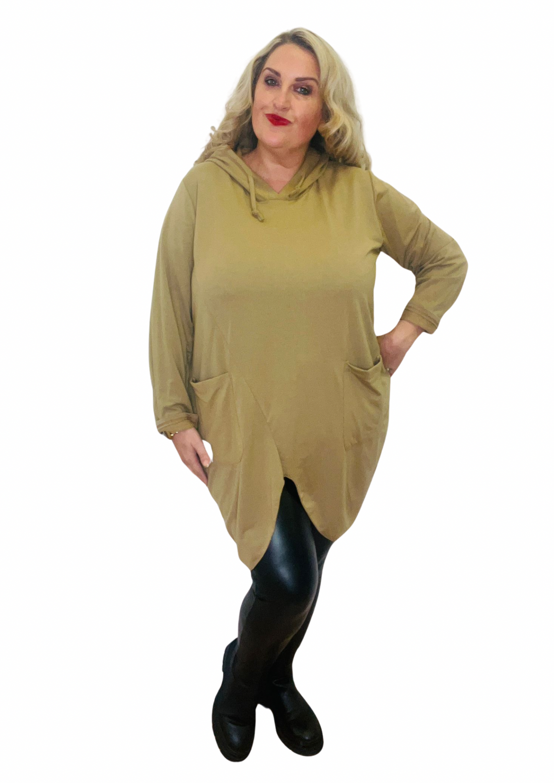 wave hoody plus size casual day look camel