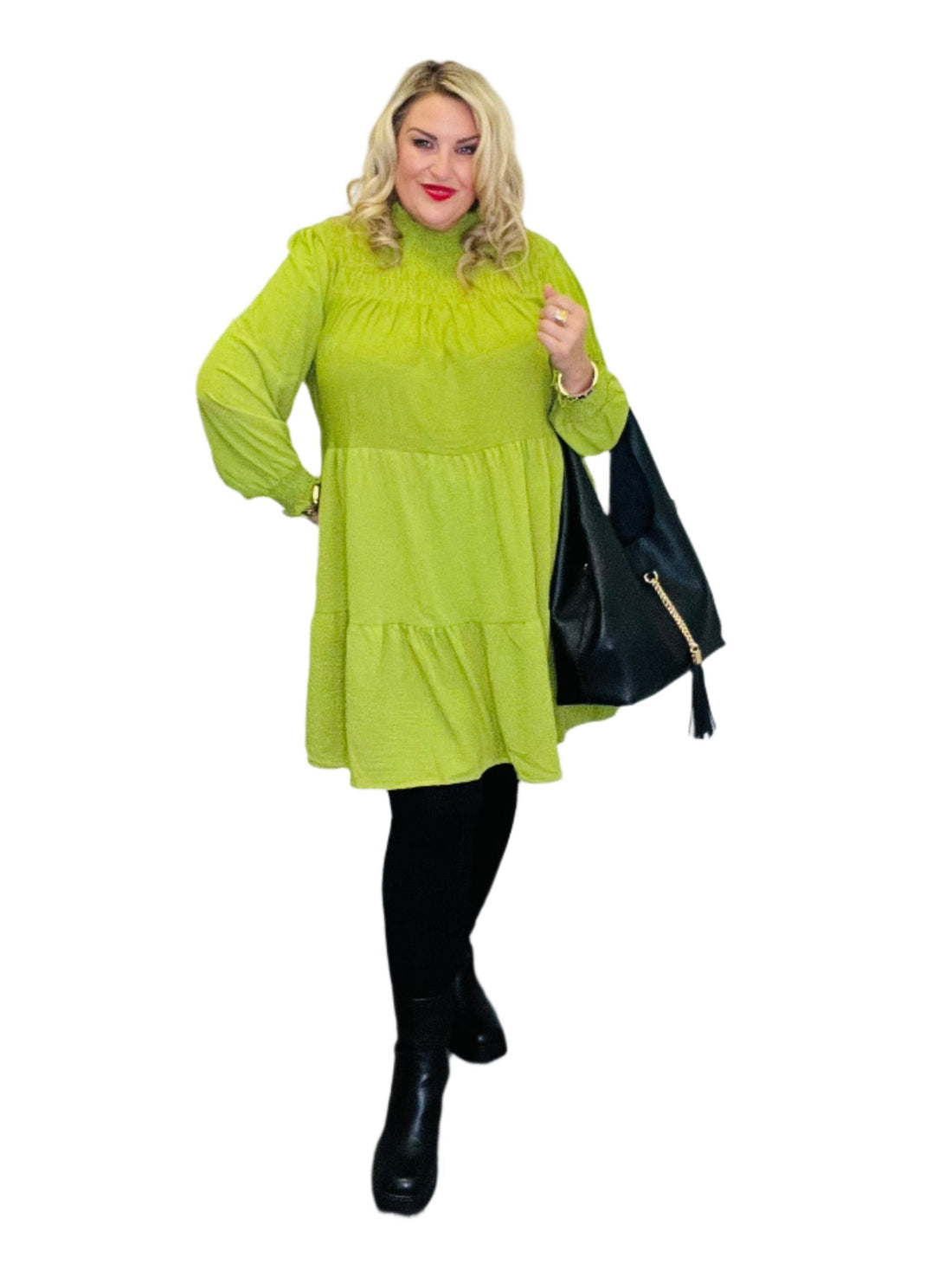 zoe dress plain olive green plus size with leggings
